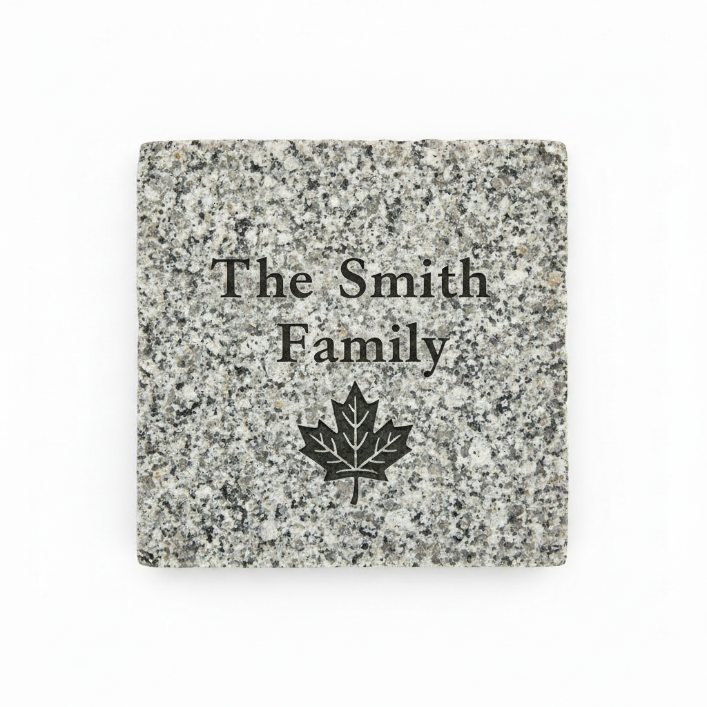 Medium granite paving stone 12x12 inches with donor name engraved